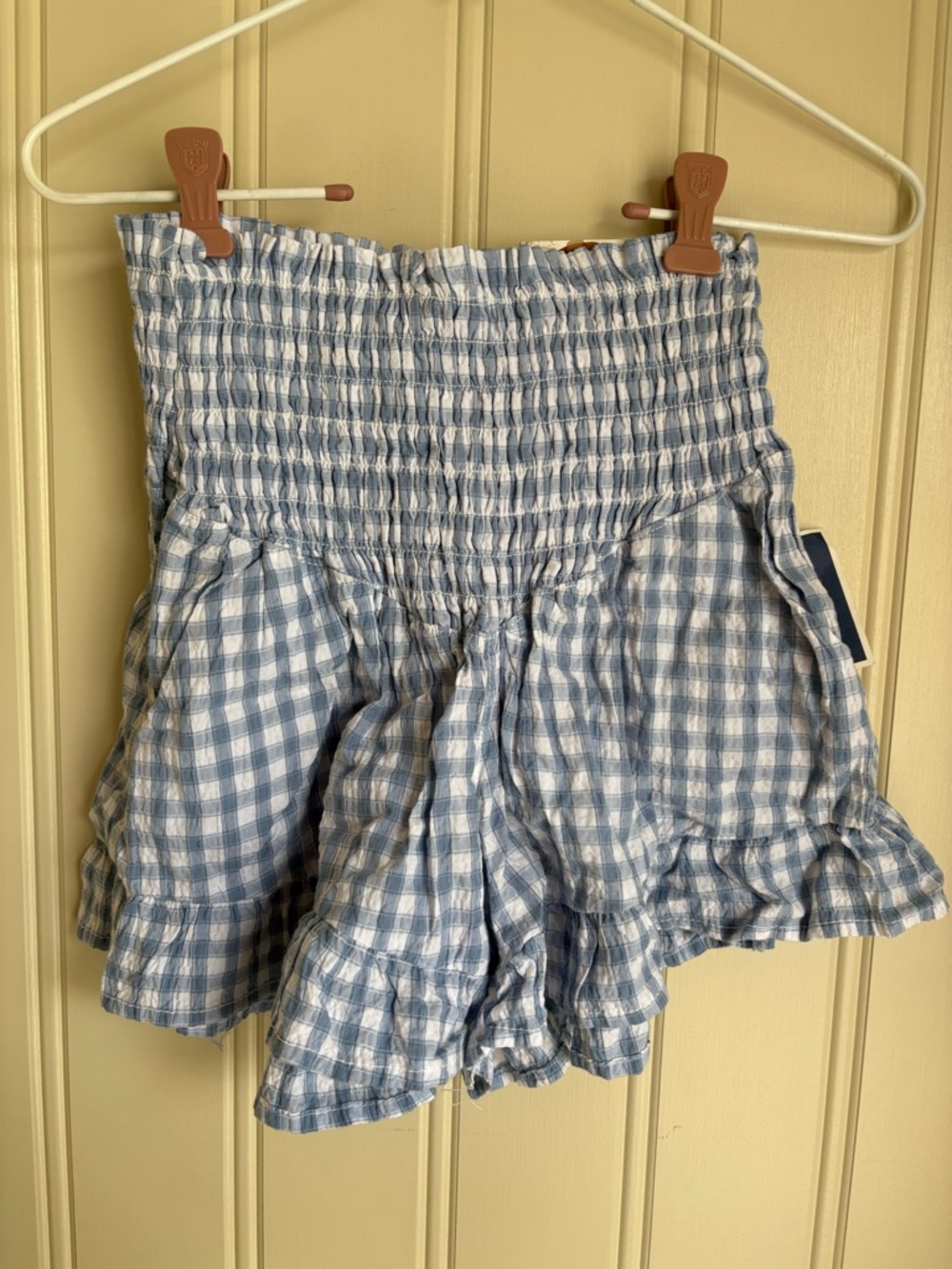 Sincerely Jules Blue and White Smocked Ruffle Shorts - Picture 4 of 5
